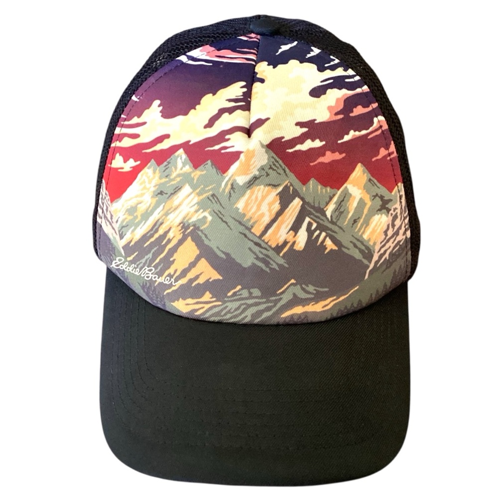 Eddie Bauer Foam Snapback Trucker Hat Mountain Graphic Mesh‎ Outdoor Nature